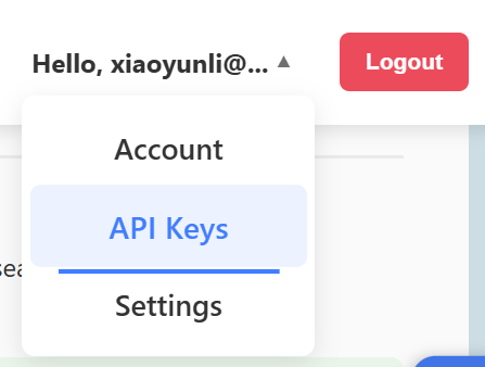 API Keys management screenshot